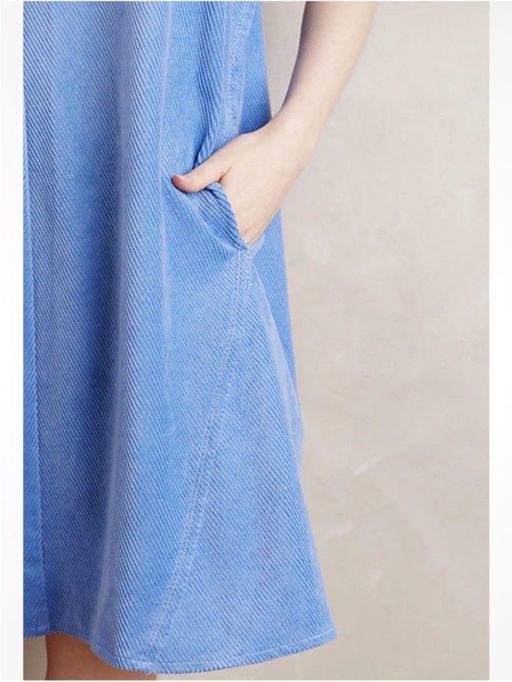 Anthropologie blue corduroy shift dress with pockets large